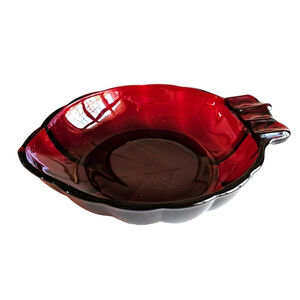 1940's Anchor Hocking Royal Ruby Red Grape Leaf Ashtray Model Vintage